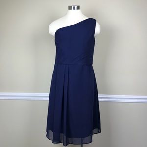 DAVID’S BRIDAL Short 1 Shoulder Dress W10941